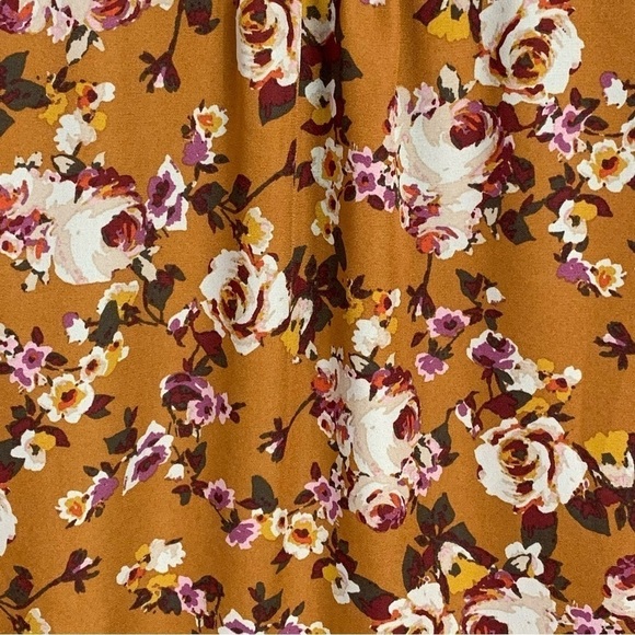 Petite Small Zac And Rachel Mustard Yellow Floral Draped Flowy Blouse 4 6 - Picture 6 of 9